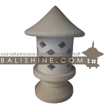 Balishine: Your natural source of indonesian handicraft presents in its Outdoor collection the Garden Temple:28BIB3732:This garden lamp is produced in Indonesia, made from lime stone.  white color