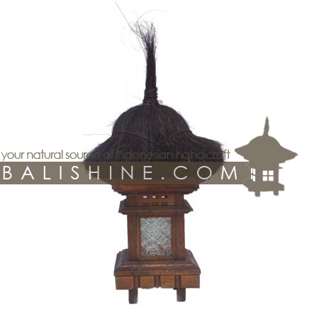 Balishine: Your natural source of indonesian handicraft presents in its Outdoor collection the Garden Temple Lamp:28PUT2278:This 'Temple' garden light is a handicraft of Bali. made from durian wood  a type of hard forest wood and from leaf of tuak tree.  SOLD WITHOUT ELECTRIC SYSTEM