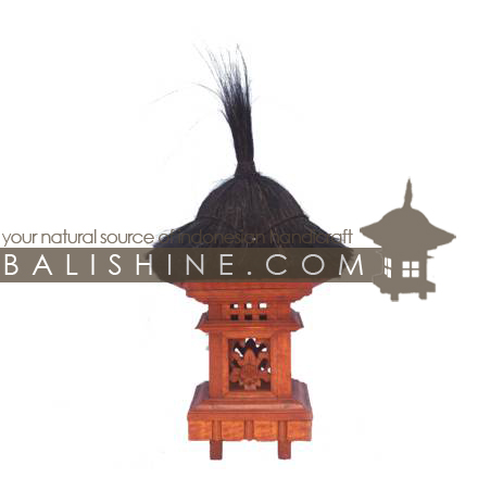 Balishine: Your natural source of indonesian handicraft presents in its Outdoor collection the Garden Temple Lamp King:28PUT2282:This 'King' temple garden light is a handicraft of Bali. made from durian wood  a type of hard forest wood and from leaf of tuak tree.  SOLD WITHOUT ELECTRIC SYSTEM