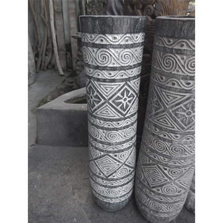 Balishine: Your natural source of indonesian handicraft presents in its Outdoor collection the Natural Palm Wooden Pot with Carving:242JAT8259:Beautifully made and designed are these palm wooden pots. Made from wood finished in a natural white wash with carving.  Please note as this item is hand made there will be slight variances in the wood staining as this is what makes them unique.