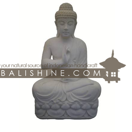 Balishine: Your natural source of indonesian handicraft presents in its Outdoor collection the Buddha Statue:217BIB3600:This buddha statue is produced in Indonesia, made from lime stone   white color
