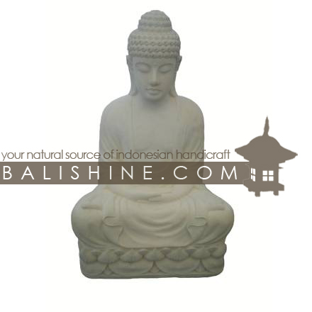 Balishine: Your natural source of indonesian handicraft presents in its Outdoor collection the Buddha Statue:217BIB3601:This buddha statue is produced in Indonesia, made from lime stone   white color