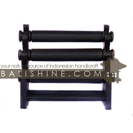 Balishine: Your natural source of indonesian handicraft presents in its The shop accessories collection the Bracelets Holder:39PLA2341:This bracelets holder is produced in Bali made from Jempinis wood and is compose of 3 bearing.  The colors available are Black, Brown, Dark Brown or Red.