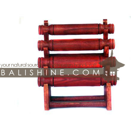 Balishine: Your natural source of indonesian handicraft presents in its The shop accessories collection the Bracelets Holder:39PLA2342:This bracelets holder is produced in Bali made from Jempinis wood and is compose of 4 bearing.  The colors available are Black, Brown, Dark Brown or Red.
