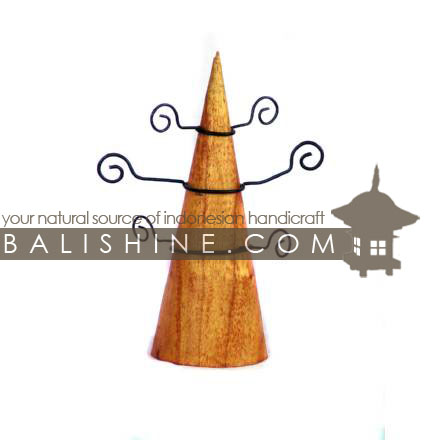 Balishine: Your natural source of indonesian handicraft presents in its The shop accessories collection the Earings Holder:39PLA2358:This cone earings holder is produced in Bali made from Jempinis wood and wrought stainless.  The colors available are Black, Brown, Dark Brown or Red.