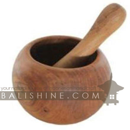 Balishine: Your natural source of indonesian handicraft presents in its Tableware collection the Bowl and Pestle:624WAS7145:This bowl and pestle is produced in Bali made from natural old teak wood with coconut oil finishing.  