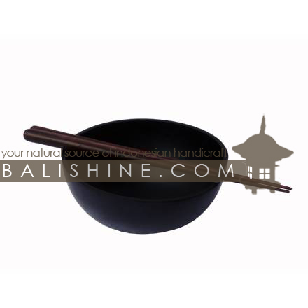 Balishine: Your natural source of indonesian handicraft presents in its Tableware collection the Bowl With Chop Stick:624KAL1085:This bowl with chop stick is produced in Bali made from mango wood.  Chop stick : 24 cm