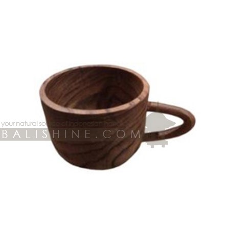 Balishine: Your natural source of indonesian handicraft presents in its Tableware collection the Wooden Mug for tea/coffee:650WAS7716:This wooden mug is produced in Bali made from natural old teak wood with coconut oil finishing.  