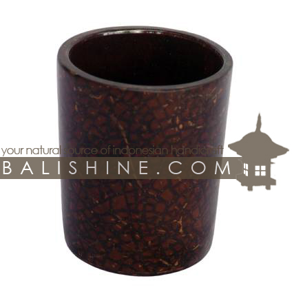 Balishine: Your natural source of indonesian handicraft presents in its Tableware collection the Glass:635DIV1240:This glass is produced in Bali it's an handmade glass  and the matting of brown coconut shell mosaic.  