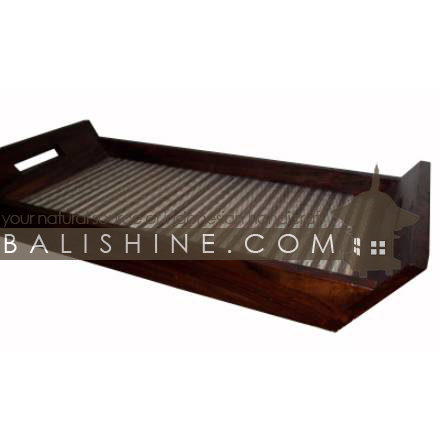 Balishine: Your natural source of indonesian handicraft presents in its Tableware collection the Tray:625JAS3360:This rectangular tray is produced in Bali made from wood and coconut root.  Cream and brown color