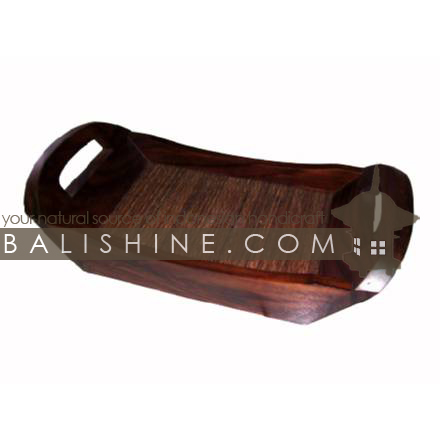 Balishine: Your natural source of indonesian handicraft presents in its Tableware collection the Tray:625JAS3373:This rectangular tray is produced in Bali made from coconut root and wood.  Natural color