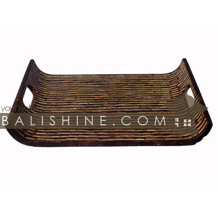 Balishine: Your natural source of indonesian handicraft presents in its Tableware collection the Tray:625KAL1105:This tray is produced in Bali made from plywood and the matting of white and black coconut shell mosaic.  