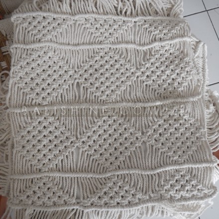 Balishine: Your natural source of indonesian handicraft presents in its Textile & Rugs collection the Bunga Macrame Pillow Cover:537NUS7967:This lovely handmade macrame pillow cover is a great gift idea. It is a great decor for your Living Room, Kids Room or your Bedroom. Good combination with all home decor styles retro, vintage, minimal?  Handmade, natural, 100% cotton. Available in white or light brown color.