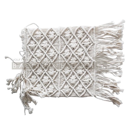 Balishine: Your natural source of indonesian handicraft presents in its Textile & Rugs collection the Mawar Macrame Pillow Cover:537NUS7968:This lovely handmade macrame pillow cover is a great gift idea. It is a great decor for your Living Room, Kids Room or your Bedroom. Good combination with all home decor styles retro, vintage, minimal?  Handmade, natural, 100% cotton. Available in white or light brown color.