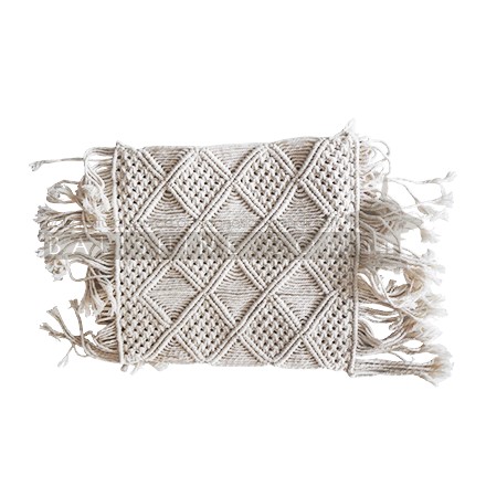 Balishine: Your natural source of indonesian handicraft presents in its Textile & Rugs collection the Tulip Macrame Pillow Cover:537NUS7970:This lovely handmade macrame pillow cover is a great gift idea. It is a great decor for your Living Room, Kids Room or your Bedroom. Good combination with all home decor styles retro, vintage, minimal?  Handmade, natural, 100% cotton. Available in white or light brown color.