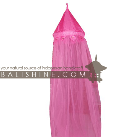 Balishine: Your natural source of indonesian handicraft presents in its Textile & Rugs collection the Mosquito Net:545VIN5325:This round mosquito net for baby is produced in Bali. Including bamboo hanging.   100% polyester. Yellow, Orange, Pink, Purple, Fuchsia, Green, Blue, Turquoise, Red, Black, White, Cream or Chocolate Color.
