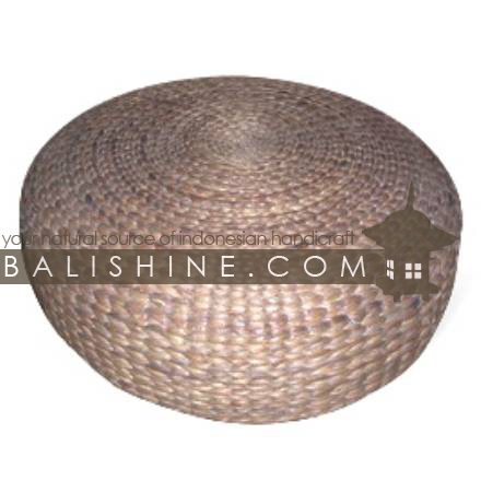 Balishine: Your natural source of indonesian handicraft presents in its Textile & Rugs collection the Pouf Stool:541JAS3051:This pouf stool is produced in Bali made from the matting of natural water hyacinth with capok inside.  Natural color