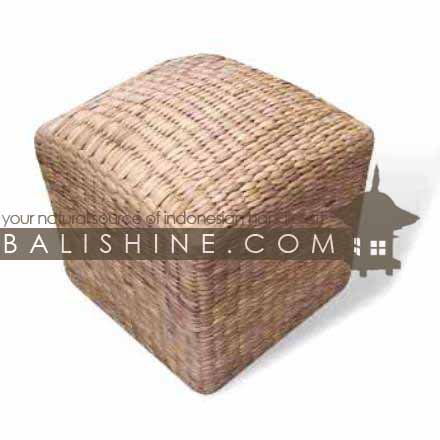 Balishine: Your natural source of indonesian handicraft presents in its Textile & Rugs collection the Pouf Stool:541JAS3054:This square pouf stool is produced in Bali made from the matting of natural water hyacinth with capok inside.  Color : Orange, Cream, Brown, Black, White, Yellow, Green, Red or Blue.
