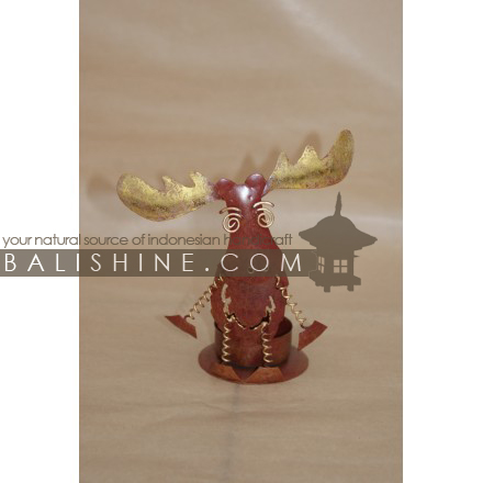 Balishine: Your natural source of indonesian handicraft presents in its Various collection the Candle Holder Stag:413MAH6084:This christmas candle holder decoration is produced in Bali and made from stainless.  Same as picture