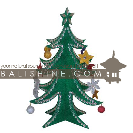 Balishine: Your natural source of indonesian handicraft presents in its Various collection the Christmas Tree:413CIK4969:This christmas tree is a handicraft of Bali from natural cardboard with mosaic.  green color