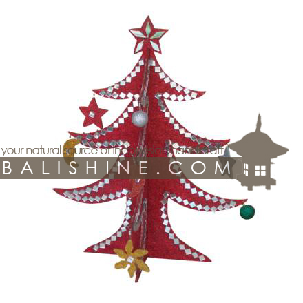 Balishine: Your natural source of indonesian handicraft presents in its Various collection the Christmas Tree:413CIK4970:This christmas tree is a handicraft of Bali from natural cardboard with mosaic.  red color
