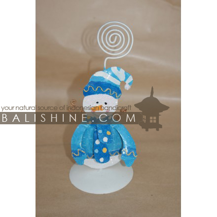 Balishine: Your natural source of indonesian handicraft presents in its Various collection the Photo Holder Snowman:413MAH6092:This christmas photo holder decoration is produced in Bali and made from stainless.  Same as picture