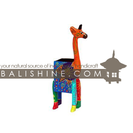 Balishine: Your natural source of indonesian handicraft presents in its Various collection the Pencil Holder:415KAG7609:This giraffe pencil holder is produced in Bali made from albesia wood.  Full color