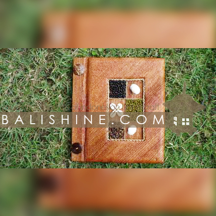 Balishine: Your natural source of indonesian handicraft presents in its Various collection the Photo Albums :45BIP183537:This photo album is produced in Bali made from exotic leaf with shell and seed.  Brown color