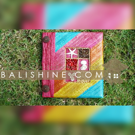 Balishine: Your natural source of indonesian handicraft presents in its Various collection the Photo Albums :45BIP183538:This photo album is produced in Bali made from exotic leaf with shell and seed.  Mix color